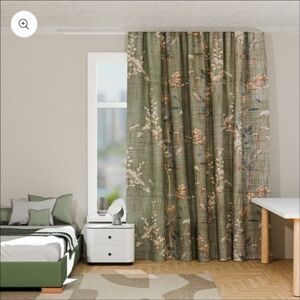 Floral Green Curtains set of 2